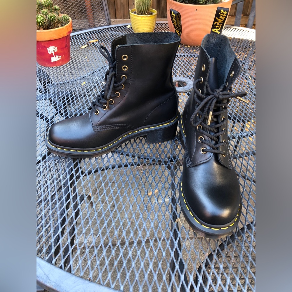 Dr. Martens Air Wair Clemency Black Leather Lace Up Boots Size 10 US Women’s